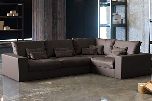 Диван Элизиум коричневого цвета в интерьере Лофт